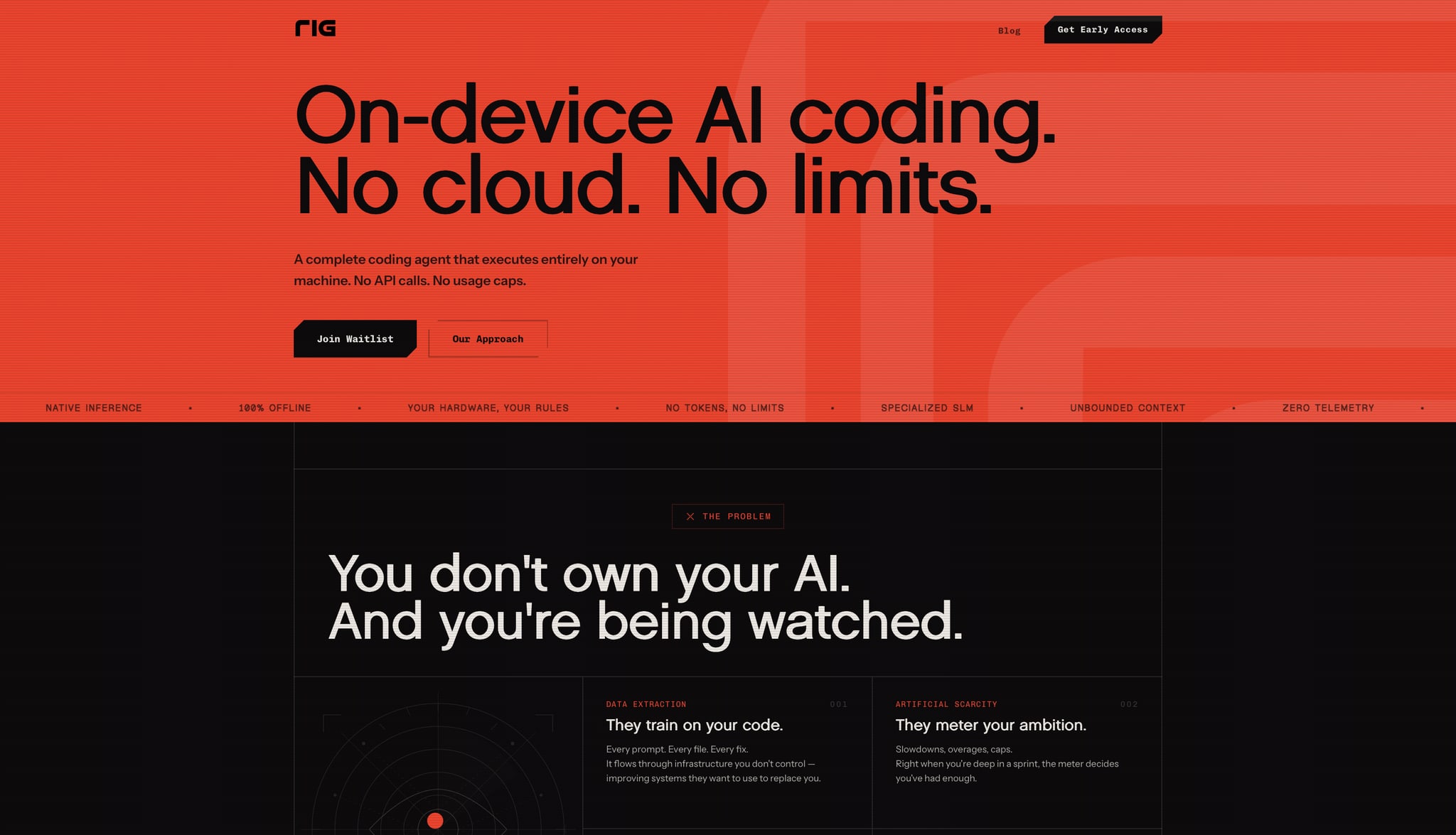 RIG local AI platform launch website and code playground